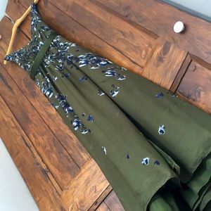 Vera Wang Olive Print Bridesmaids Dress